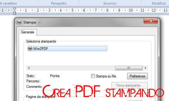 Crea PDF stampando da qualsiasi applicazione.